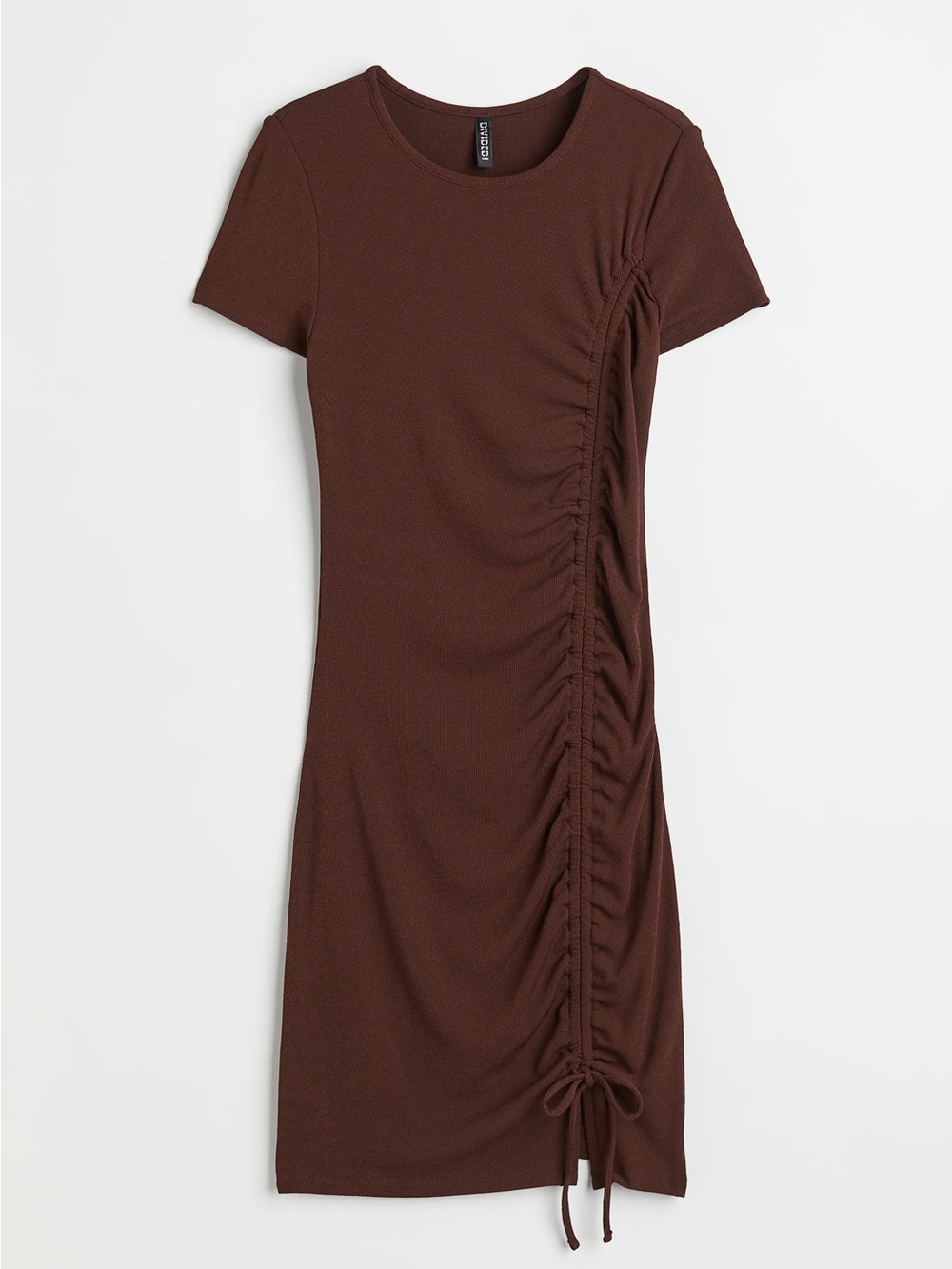 H&M Dark Brown Fitted Drawstring Dress